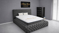 Plush Velvet Steel - Aurelia Ambassador Grande Luxury Button-Tufted Upholstered Bed Frame