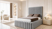 Plush Velvet Silver - Dorchester Wraparound Luxury Channelled Ottoman Storage Bed