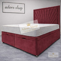 Plush Velvet Mahroon - Aurelia Regent Luxury Upholstered Ottoman Divan Bed Frame with Storage