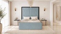 Plush Velvet Duck Egg - Gatsby Sunray Luxury Art Deco Upholstered Bed Frame