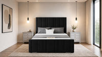 Naples Black - Valentina Linear Luxury Upholstered Bed Frame