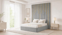 Naples Silver - Alisha Gold Strip Grandline Luxury Floor-Standing Ottoman Storage Bed