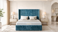 Crushed Velvet Teal - Harrogate Gallery Luxury Winged Upholstered Bed Frame