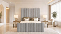 Naples Silver - Langham Column Luxury Panelled Ottoman Storage Bed