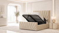 Naples Sand - Riviera Fan Luxury Sculpted Ottoman Storage Bed