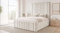 Crushed Velvet Cream - Knightsbridge Imperial Luxury Panelled Ottoman Storage Bed