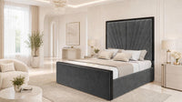 Naples Charcoal - Gatsby Sunray Luxury Art Deco Upholstered Bed Frame