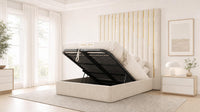 Naples Cream - Alisha Gold Strip Grandline Luxury Floor-Standing Ottoman Storage Bed