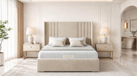 Naples Beige - Harrogate Gallery Luxury Winged Upholstered Bed Frame