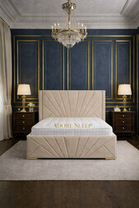 Naples Cream - Monaco Royale Luxury Fan-Panel Upholstered Bed Frame