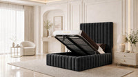 Naples Black - Dorchester Wraparound Luxury Channelled Ottoman Storage Bed