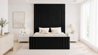 Plush Velvet Black - Mayfair Grand Fluted Luxury Upholstered Bed Frame