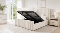 Naples Cream - Savoy Ribbed Luxury Ottoman Storage Bed