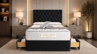 Naples Black - Regency Diamond Luxury Divan Bed – Deep Button-Tufted Headboard with Premium Upholstered Frame & Storage
