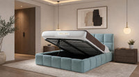 Plush Velvet Duck Egg - Aurelius Cloud Luxury Upholstered Ottoman Storage Bed