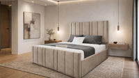Naples Beige - Valentina Linear Luxury Upholstered Bed Frame