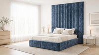 Crushed Velvet Denim Blue - Grosvenor Grand Channel Luxury Ottoman Storage Bed