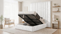 Crushed Velvet White - Grosvenor Grand Channel Luxury Ottoman Storage Bed