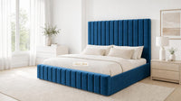 Naples Blue - Carlton Channel Luxury Ottoman Storage Bed
