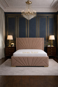 Naples Mink - Monaco Royale Luxury Fan-Panel Upholstered Bed Frame