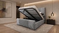 Plush Velvet Silver - Belgravia Luxury Ottoman Storage Bed – Premium Upholstered Gas Lift Bed Frame