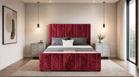 Crushed Velvet Red - Valentina Linear Luxury Upholstered Bed Frame