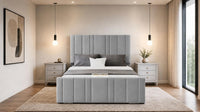 Naples Silver - Valentina Linear Luxury Upholstered Bed Frame