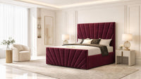 Plush Velvet Maroon - Riviera Fan Luxury Sculpted Ottoman Storage Bed