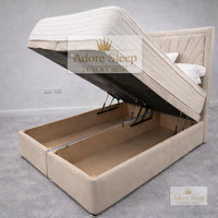 Naples Cream - Aurelia Regent Luxury Upholstered Ottoman Divan Bed Frame with Storage