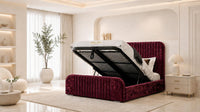Crushed Velvet Aubergine - Beaumont Arc Luxury Ribbed Ottoman Storage Bed