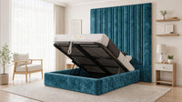 Crushed Velvet Teal - Grosvenor Grand Channel Luxury Ottoman Storage Bed
