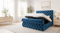 Naples Blue - Windsor Chesterfield Luxury Scroll Bed Frame