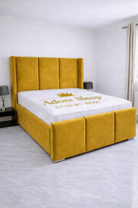 Plush Velvet Mustard Gold - Aurelia Grand Luxe Upholstered Bed Frame