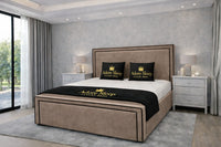 Naples Mink - Astoria Luxe Luxury Upholstered Bed Frame – Premium Panelled Headboard & Footboard