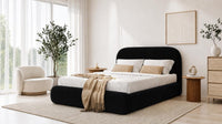 Plush Velvet Black - Ellington Curve Luxury Upholstered Ottoman Storage Bed