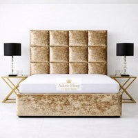 Crushed Velvet Gold - Kensington Royale Luxury Ottoman Divan Storage Bed Frame – Premium Panelled Headboard