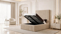 Plush Velvet Beige - Dorchester Wraparound Luxury Channelled Ottoman Storage Bed