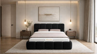 Plush Velvet Black - Aurelius Cloud Luxury Upholstered Ottoman Storage Bed