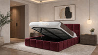 Plush Velvet Maroon - Aurelius Cloud Luxury Upholstered Ottoman Storage Bed