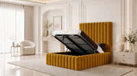 Plush Velvet Mustard Gold - Dorchester Wraparound Luxury Channelled Ottoman Storage Bed
