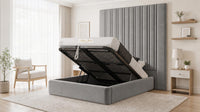 Plush Velvet Steel - Grosvenor Grand Channel Luxury Ottoman Storage Bed