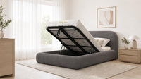 Naples Slate Grey - Ellington Curve Luxury Upholstered Ottoman Storage Bed