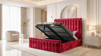 Crushed Velvet Red - Buckingham Tailored Luxury Panelled Ottoman Storage Bed