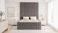 Naples Slate Grey - Mayfair Grand Fluted Luxury Upholstered Bed Frame