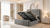 Plush Velvet Steel - Buckingham Tailored Luxury Panelled Ottoman Storage Bed