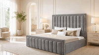 Plush Velvet Grey - Buckingham Tailored Luxury Panelled Ottoman Storage Bed