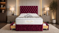 Crushed Velvet Aubergine - Regency Diamond Luxury Divan Bed – Deep Button-Tufted Headboard with Premium Upholstered Frame & Storage