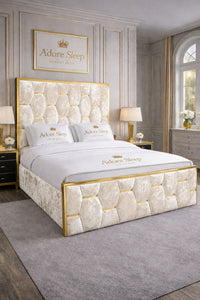 Crushed Velvet Cream - Versailles Royale Luxe Upholstered Bed Frame