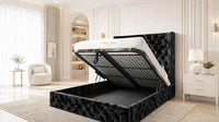 Crushed Velvet Black - Claridge Chesterfield Luxury Deep-Button Ottoman Storage Bed