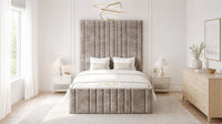 Crushed Velvet Mink - Knightsbridge Imperial Luxury Panelled Ottoman Storage Bed